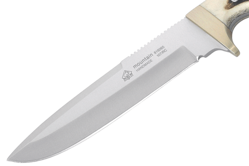 Puma IP Mountain Knife 320114 14,5 cm klinge, håndtag af hjortetak + læderskede
