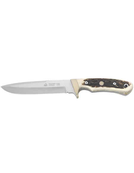 Faca de montanha Puma IP 320114 Cabo de chifre de veado com 14,5 cm de lâmina + bainha de couro