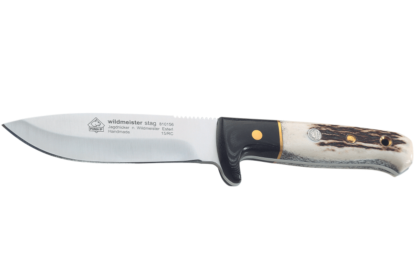 Puma IP Wildmeister Stag 366212 kniv 11,8 cm blad gevir/micartahåndtak + skinnslire