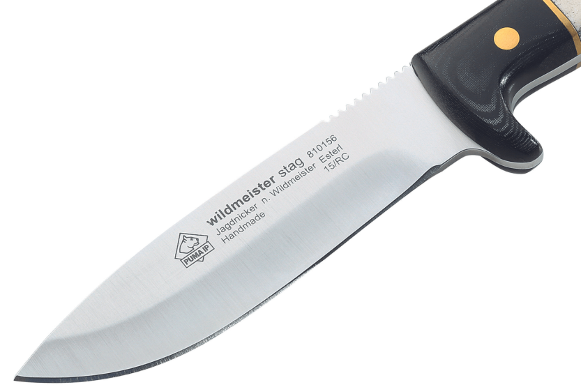 Puma IP Wildmeister Stag 366212 kniv 11,8 cm blad gevir/micartahåndtak + skinnslire