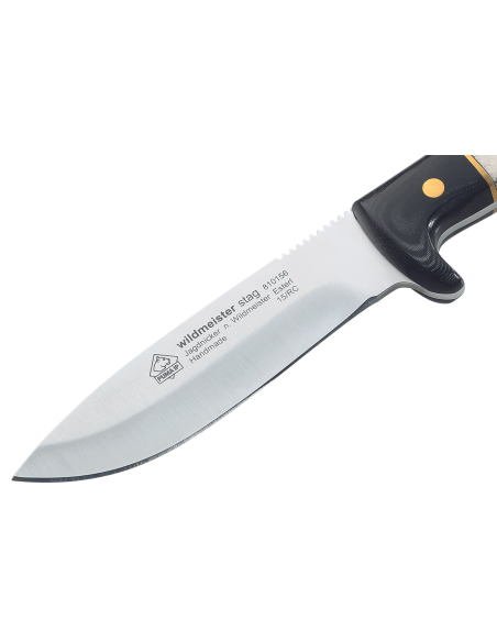 Cuchillo Puma IP Wildmeister Stag 366212 hoja 11.8cm mango asta/micarta + funda cuero
