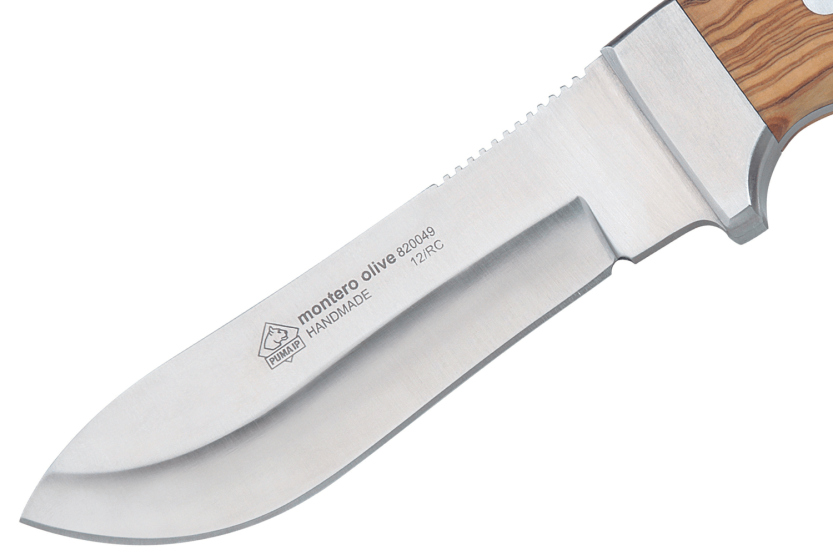 Cuchillo Puma IP Montero Oliva 328512 12cm hoja mango de madera de olivo + funda de cuero