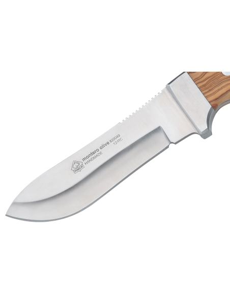 Faca Puma IP Montero Olive 328512 Lâmina de 12 cm cabo em madeira de oliveira + bainha em pele