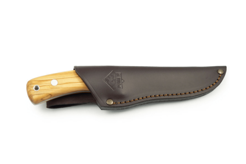 Cuchillo Puma IP Montero Oliva 328512 12cm hoja mango de madera de olivo + funda de cuero