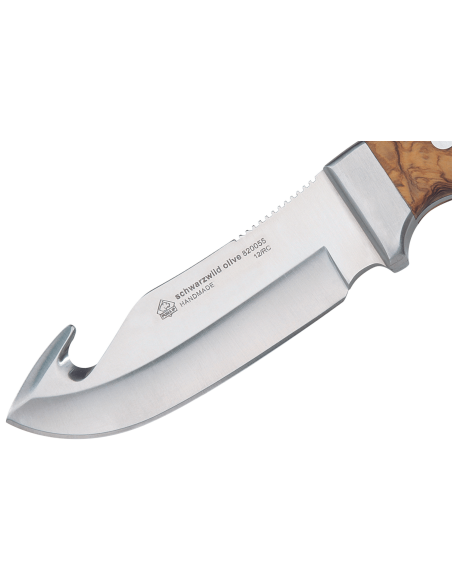 Puma IP Schwarzwild Oliva Cuchillo 328212 12cm hoja guthook mango de madera de olivo + funda de cuero