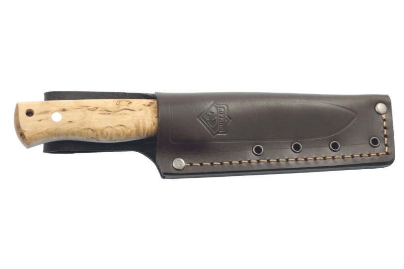 270112 Faca Puma IP Beaver com 11,5 cm de lâmina e cabo em bétula + bainha em pele