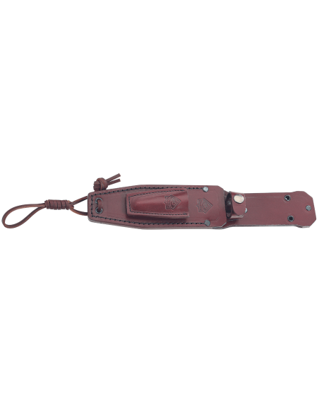 335615 Faca Puma IP Chispero Lâmina de 15 cm com cabo de madeira de bocote + bainha de couro + iniciador de fogo
