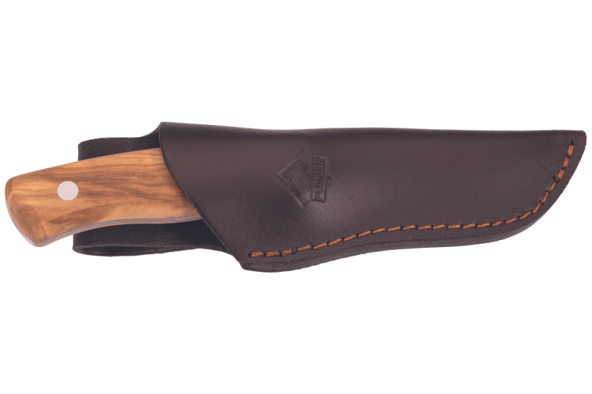 Cuchillo Puma IP Valencia Oliva 328410 9,3cm hoja mango de madera de olivo + funda de cuero