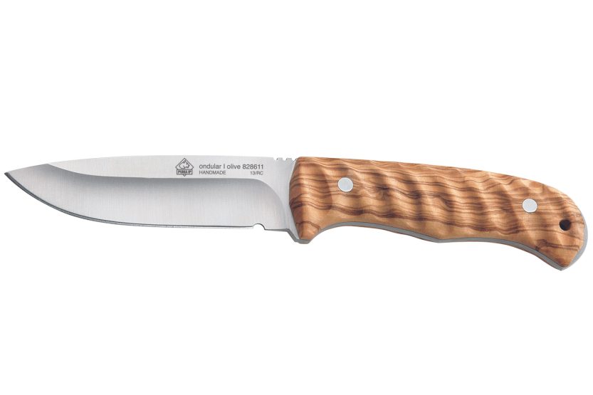 Messer Puma IP Ondular I Olive 268611 Klinge 11cm Griff aus Olivenholz + Lederetui