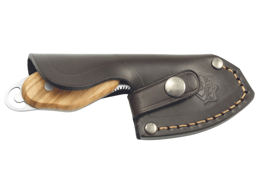 Faca Puma IP Capo Olive 307107 6,5 cm de lâmina cabo em madeira de oliveira + bainha em pele