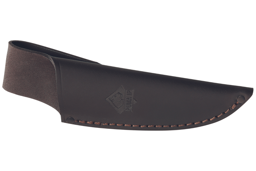 Faca Puma IP Catamount Olive 305410 Lâmina de 9,2 cm cabo em madeira de oliveira + bainha em pele
