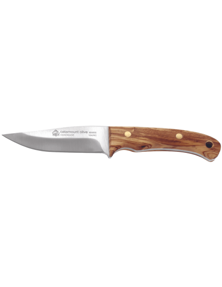 Faca Puma IP Catamount Olive 305410 Lâmina de 9,2 cm cabo em madeira de oliveira + bainha em pele