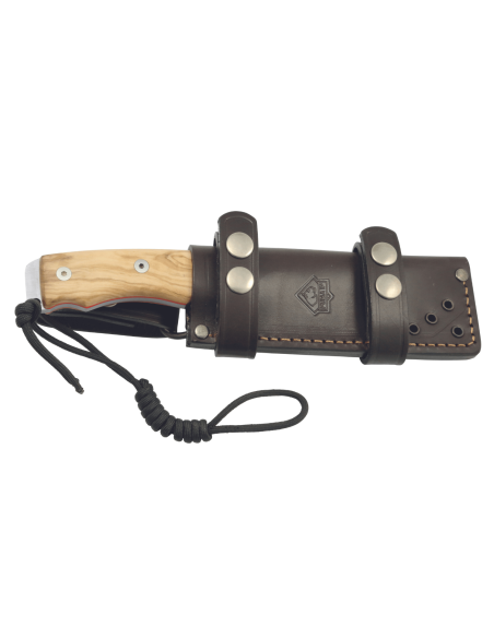 Faca Puma IP Savage Olive 307512 Lâmina de 12 cm Cabo em madeira de oliveira + bainha em pele
