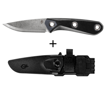Gerber Principle Black-kniv GE001659 7,8 cm stålblad gummihandtag + svart kydex-slida