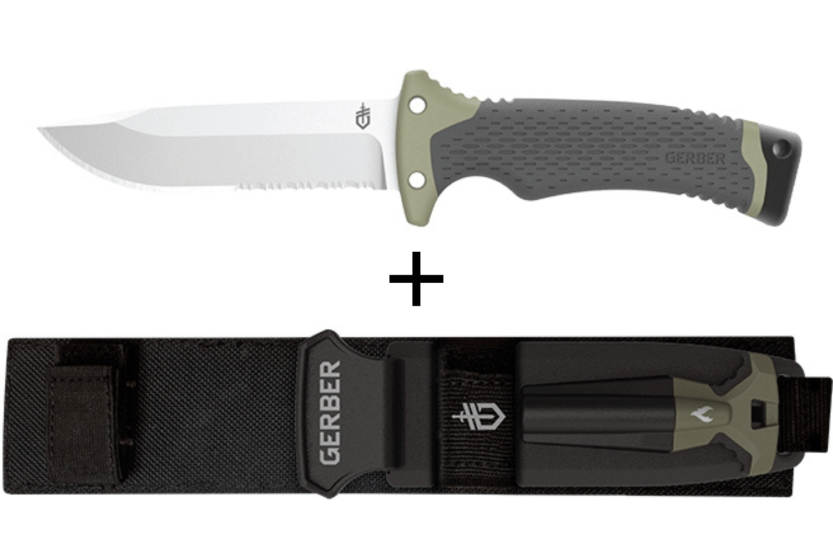 Cuchillo Gerber New Ultimate GE001830 12cm hoja semi-dentada mango polipropileno + funda nylon