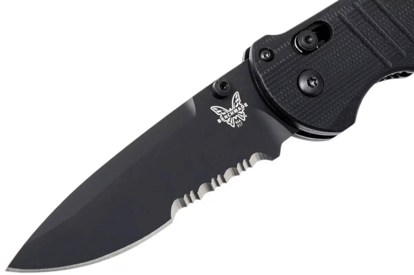 Benchmade Tactical Triage 917SBK coltello pieghevole 12,4 cm manico in G10 nero con taglierina da cintura