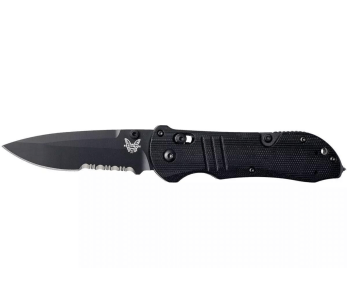 Faca dobrável Benchmade Tactical Triage 917SBK Cabo G10 preto de 12,4 cm com cortador de cinto
