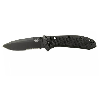 Benchmade Presidio II 570SBK-1 taittoveitsi 9.5cm musta puolihammastettu terä, jossa on taskuklipsi.