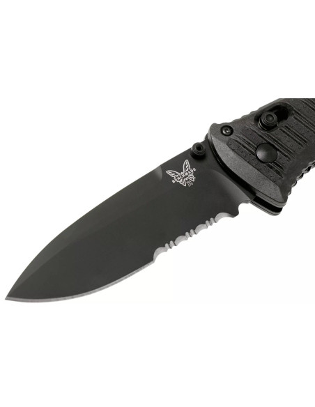 Faca dobrável Benchmade Presidio II 570SBK-1 Lâmina semi-serrilhada preta de 9,5 cm com clip de bolso