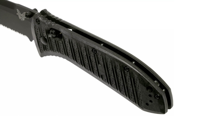 Faca dobrável Benchmade Presidio II 570SBK-1 Lâmina semi-serrilhada preta de 9,5 cm com clip de bolso