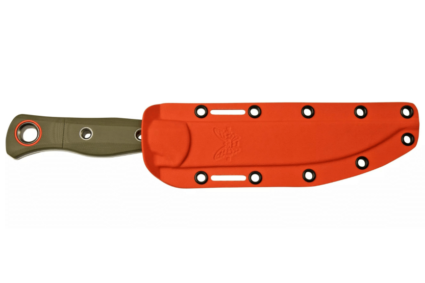 Coltello Benchmade Meatcrafter 15500-3, lama da 15,4 cm, manico traforato in G10 verde + custodia boltaron