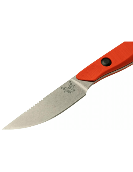 Cuchillo de caza Benchmade Flyway 15700 Hoja 6.9cm Mango G10 naranja + funda Boltaron