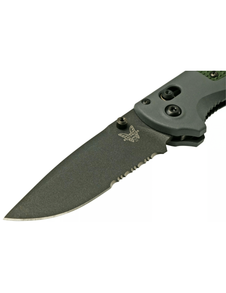 Klappmesser Benchmade Redoubt 430SBK mit halbgezahnter Klinge Grivory Griff grau/grün 12cm