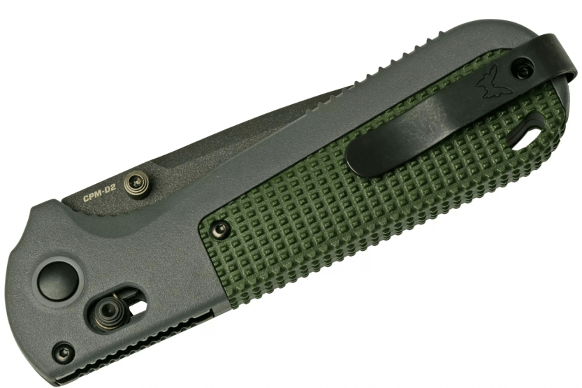 Navaja plegable Benchmade Redoubt 430SBK, hoja semi-dentada, mango Grivory gris/verde, 12cm
