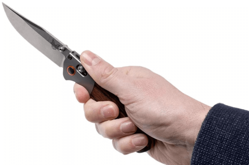 Benchmade Mini Crooked River taittoveitsi 15085-2 vakautettu puukahva 11cm