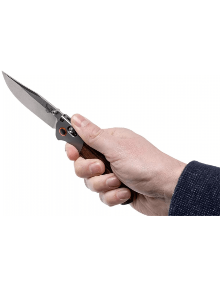 Benchmade Mini Crooked River folding knife 15085-2 stabilized wooden handle 11cm
