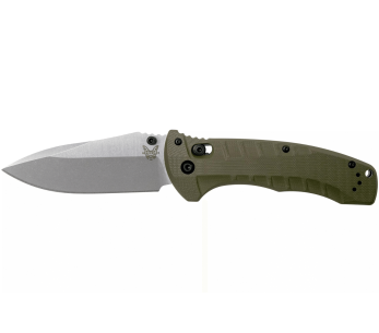 Benchmade Turret Black 980SBK taittoveitsi musta puolihammastettu terä oliivinvihreä G10 kahva 12cm