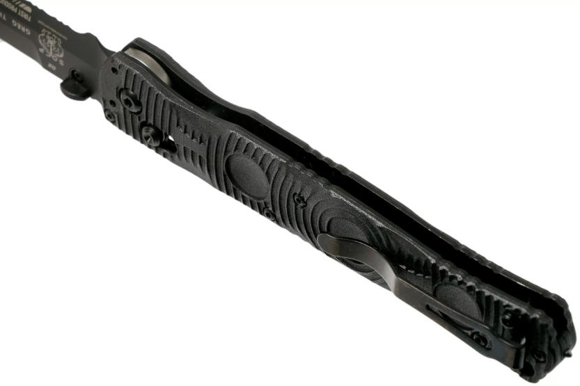 Klappmesser Benchmade Socp Tactical Folder 391SBK gezackte Klinge CF-Elite® Carbonfaser Griff 14cm Glasbrechpick