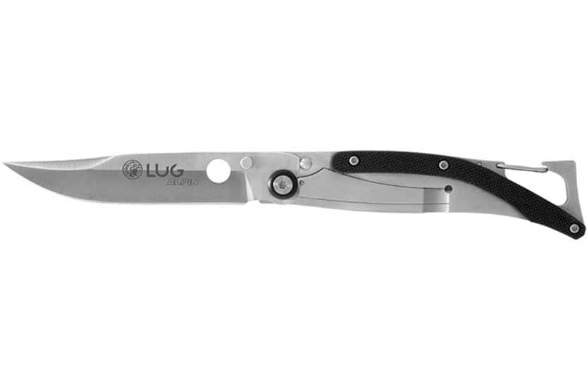 Coltello pieghevole Lug SP1SB nero con manico in G10 e acciaio da 11 cm e clip