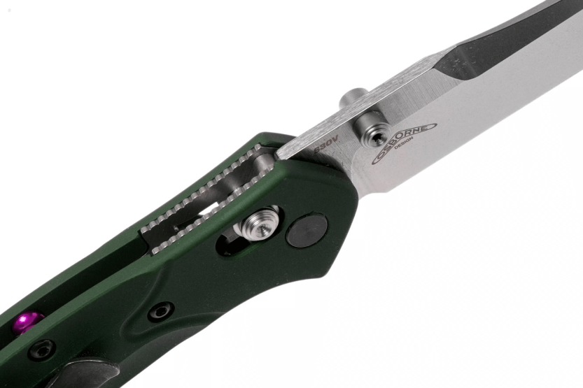 Benchmade Mini Osborne 945 foldekniv tanto-blad grønt anodiseret aluminiumshåndtag 9cm