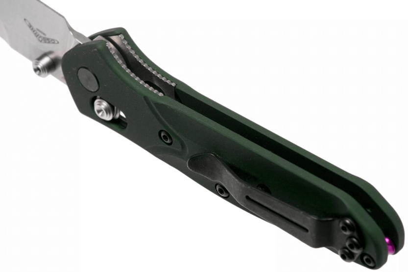 Benchmade Mini Osborne 945 fällkniv tanto blad grönt anodiserat aluminiumhandtag 9cm
