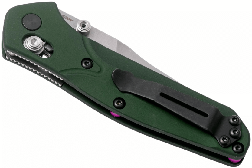 Benchmade Mini Osborne 945 folding knife tanto blade green anodized aluminum handle 9cm