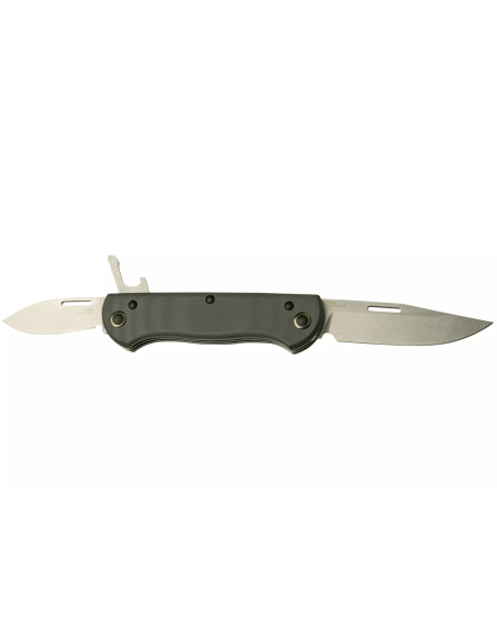 Benchmade Weekender 317 multifunktionel foldekniv med dobbelt klinge, håndtag i Micarta/gråt aluminium, 9 cm, med flaskeåbner