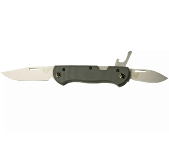 Benchmade Weekender 317 multifunctioneel vouwmes met dubbel lemmet, micarta/grijs aluminium handvat, 9 cm, inclusief flesopener