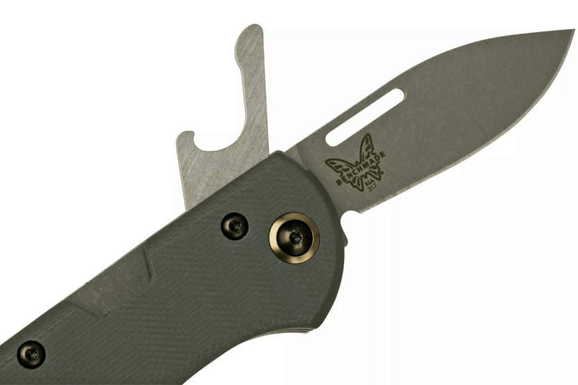 Benchmade Weekender 317 Multifunktions-Klappmesser mit zwei Klingen, Micarta-/Aluminiumgriff (grau), 9 cm, mit Flaschenöffner