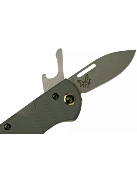 Benchmade Weekender 317 -monitoimitaittoveitsi, kaksiteräinen, micarta- ja harmaa alumiinikahva, 9 cm, pullonavaajalla
