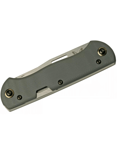 Cuchillo plegable multifunción Benchmade Weekender 317 de doble hoja, mango de micarta y aluminio gris, 9 cm, con abrebotellas