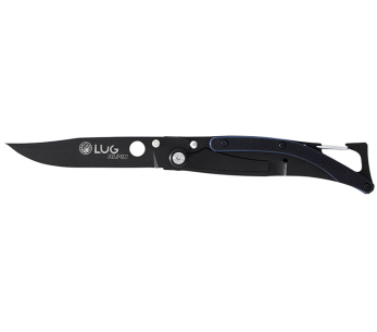 Faca dobrável Lug SP1TBB em preto mate e titânio preto azul 11 cm com clip
