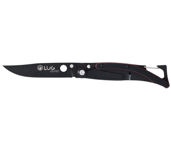 Faca dobrável Lug SP1TRB em preto mate e preto titânio vermelho 11cm com clip