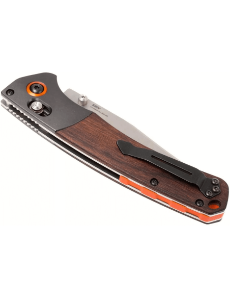Coltello pieghevole Benchmade Crooked River 15080-2 con manico in legno da 13,5 cm