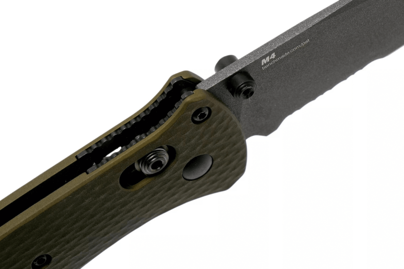 Klappmesser Benchmade Bailout 537SGY-1 Klinge mit Halbzahnschliff Griff aus grün eloxiertem Aluminium 11cm mit Glasbrecher
