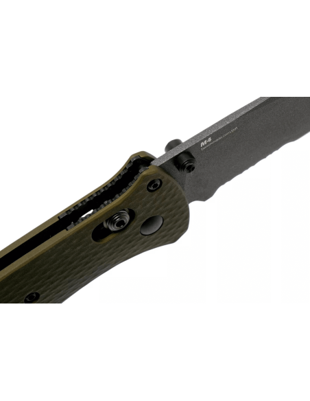 Klappmesser Benchmade Bailout 537SGY-1 Klinge mit Halbzahnschliff Griff aus grün eloxiertem Aluminium 11cm mit Glasbrecher