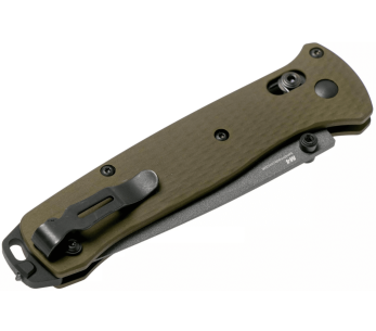 Benchmade Bailout 537SGY-1 foldekniv 11 cm med grønt anodisert aluminiumshåndtak og glassbreaker, halvsaget blad 2