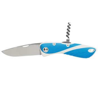 Wichard Aquaterra 10156 foldekniv med glatt blad, blått håndtak og korketrekker