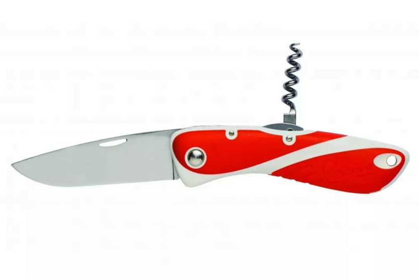Wichard Aquaterra 10154 foldekniv med glat blad, rødt håndtag og proptrækker