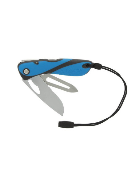 Coltello pieghevole Wichard Offshore 10126, semilama con trinciante, manico blu